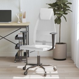 VidaXL Krzesło biurowe, regulowane, białe, siatka i sztuczna skóra