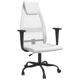 VidaXL Krzesło biurowe, regulowane, białe, siatka i sztuczna skóra