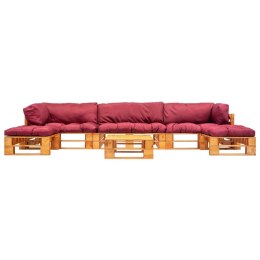 VidaXL 6-cz. zestaw ogrodowy, czerwone poduszki, palety z drewna